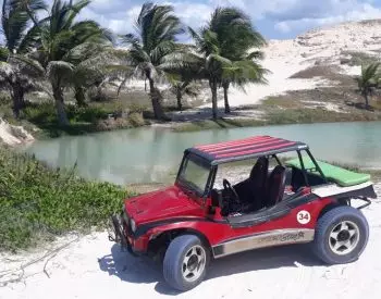 Buggy ao lado de uma pequena lagoa